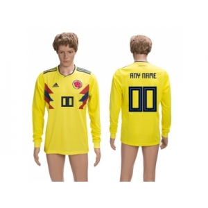 Colombia Personalized Home Long Sleeves Soccer Country Jersey