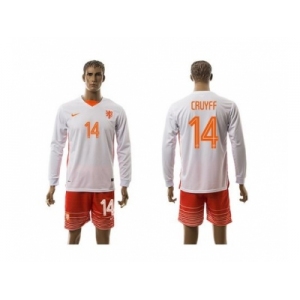 Holland #14 Cruyff Away Long Sleeves Soccer Country Jersey