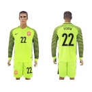 Holland #22 Vorm Green Long Sleeves Goalkeeper Soccer Country Jersey