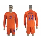 Holland #24 Vermeer Home Long Sleeves Soccer Country Jersey