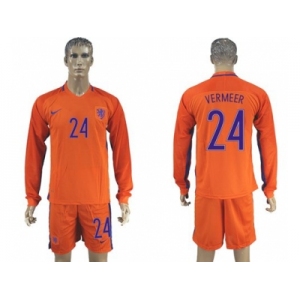 Holland #24 Vermeer Home Long Sleeves Soccer Country Jersey