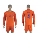 Holland #4 Blind Home Long Sleeves Soccer Country Jersey