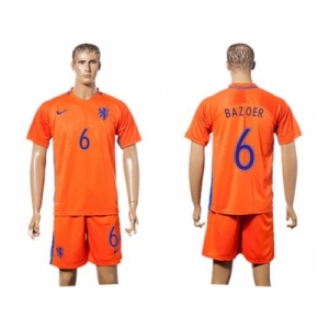 Holland #6 Bazoer Home Soccer Country Jersey
