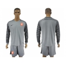 Holland Blank Grey Goalkeeper Long Sleeves Soccer Country Jersey