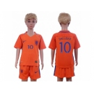 Holland #10 Sneijder Home Kid Soccer Country Jersey