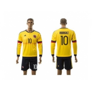 Colombia #10 Rodriguez Home Long Sleeves Soccer Country Jersey