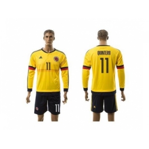 Colombia #11 Quintero Home Long Sleeves Soccer Country Jersey