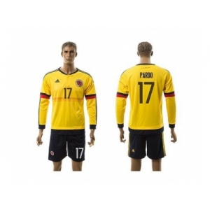 Colombia #17 Pardo Home Long Sleeves Soccer Country Jersey