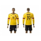 Colombia #19 Gutierrez Home Long Sleeves Soccer Country Jersey