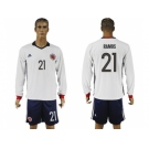 Colombia #21 Ramos Away Long Sleeves Soccer Country Jersey