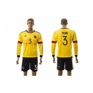 Colombia #3 Palma Home Long Sleeves Soccer Country Jersey