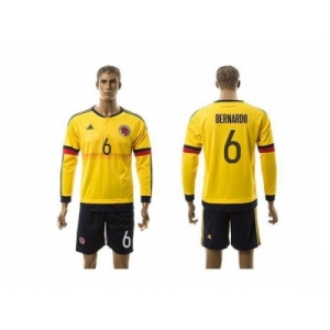 Colombia #6 Bernardo Home Long Sleeves Soccer Country Jersey