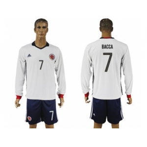 Colombia #7 Bacca Away Long Sleeves Soccer Country Jersey