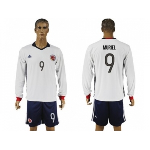 Colombia #9 Muriel Away Long Sleeves Soccer Country Jersey