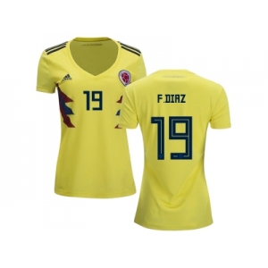 Women Colombia #19 F.Diaz Home Soccer Country Jersey