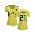 Women Colombia #21 E.Cardona Home Soccer Country Jersey
