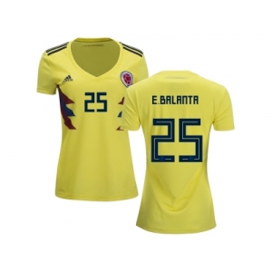 Women Colombia #25 E.Balanta Home Soccer Country Jersey