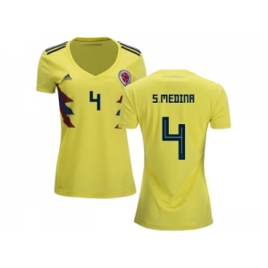Women Colombia #4 S.Medina Home Soccer Country Jersey