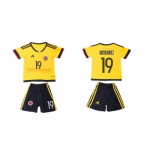 Colombia #19 Gutierrez Home Kid Soccer Country Jersey