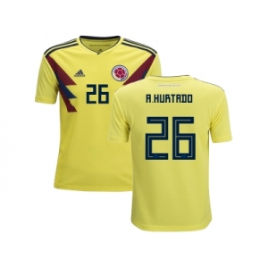 Colombia #26 A. Hurtado Home Kid Soccer Country Jersey