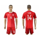 Danmark #14 Schone Red Home Soccer Country Jersey