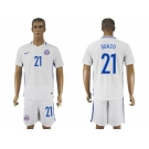 Chile #21 Suazo Away Soccer Country Jersey