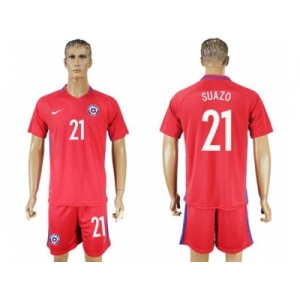 Chile #21 Suazo Home Soccer Country Jersey