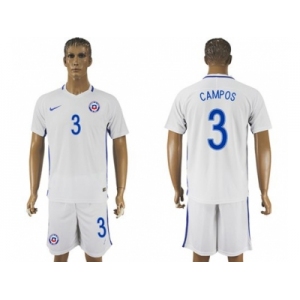Chile #3 Campos Away Soccer Country Jersey
