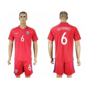 Chile #6 Gutierrez Home Soccer Country Jersey
