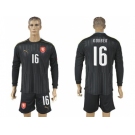 Czech #16 Koubek Black Long Sleeves Goalkeeper Soccer Country Jersey