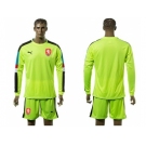 Czech Blank Shiny Green Goalkeeper Long Sleeves Soccer Country Jersey