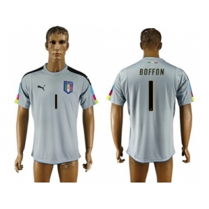 Italy #1 Boffon Grey Goalkeeper Soccer Country Jersey