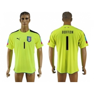 Italy #1 Boffon Shiny Green Goalkeeper Soccer Country Jersey