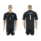 Italy #1 Buffon Black Goalkeeper Soccer Country Jersey