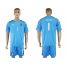 Italy #1 Buffon Blue Goalkeeper Soccer Country Jersey
