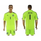 Italy #1 Buffon Shiny Green Goalkeeper Soccer Country Jersey