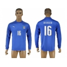 Italy #16 Derossi Blue Home Long Sleeves Soccer Country Jersey