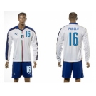 Italy #16 Parolo White Away Long Sleeves Soccer Country Jersey