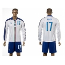 Italy #17 Eder White Away Long Sleeves Soccer Country Jersey