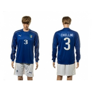 Italy #3 Chiellini Blue Home Long Sleeves Soccer Country Jersey1
