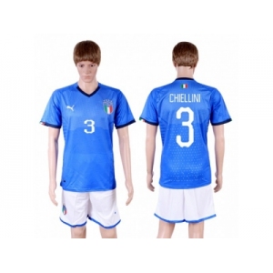 Italy #3 Chiellini Home Soccer Country Jersey