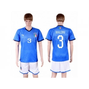 Italy #3 Maldini Home Soccer Country Jersey
