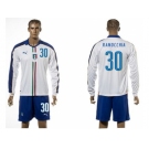 Italy #30 Ranocchia White Away Long Sleeves Soccer Country Jersey