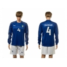 Italy #4 Darmain Blue Home Long Sleeves Soccer Country Jersey1
