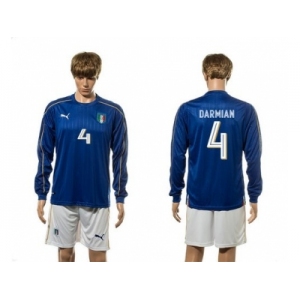 Italy #4 Darmain Blue Home Long Sleeves Soccer Country Jersey1