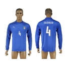 Italy #4 Darmain Blue Home Long Sleeves Soccer Country Jersey