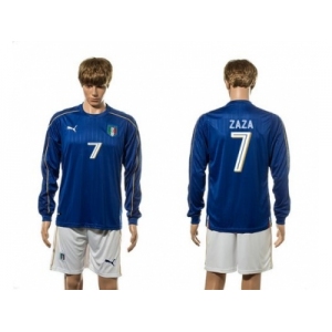 Italy #7 Zaza Blue Home Long Sleeves Soccer Country Jersey1