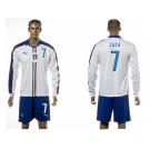 Italy #7 Zaza White Away Long Sleeves Soccer Country Jersey