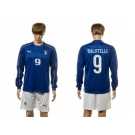 Italy #9 Balotelli Blue Home Long Sleeves Soccer Country Jersey1