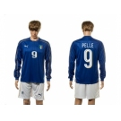 Italy #9 Pelle Blue Home Long Sleeves Soccer Country Jersey1